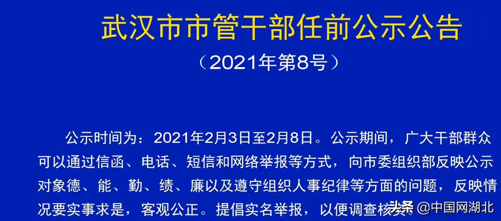 武汉最新干部任前公示出炉